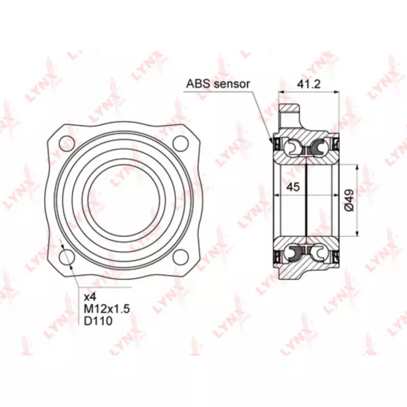 Подшипник ступицы задний с ABS (45x49x92) BMW X3(F25) 1.6-3.0 10> / X4(F26) 2.0-3.0 13>