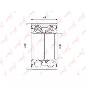Подшипник ступицы передний (45x45x80) VW Transporter IV 1.9D-2.8 90-03