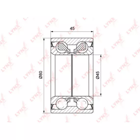 Подшипник ступицы передний (45x45x80) VW Transporter IV 1.9D-2.8 90-03