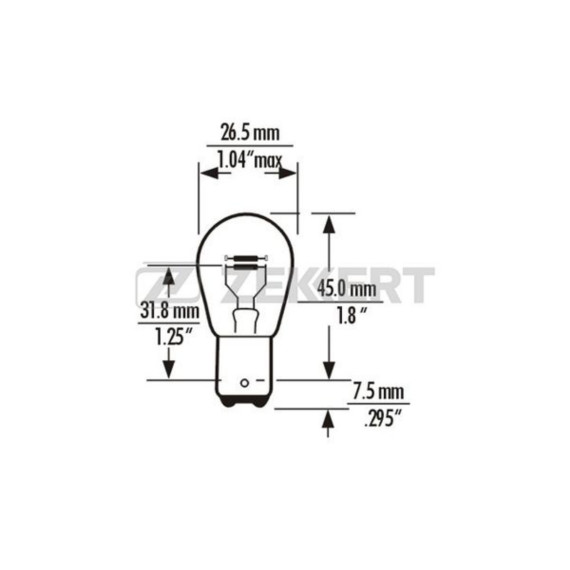 Лампа P21/4W 12V 21/4W BAZ15d (в упак. 10 шт.)