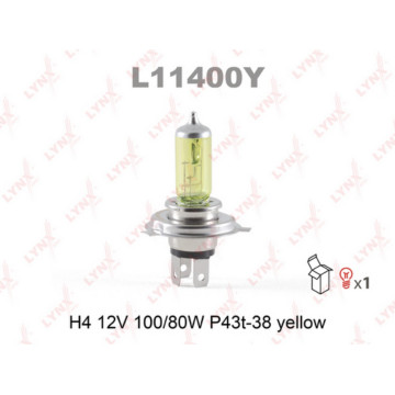 Лампа галогенная H4 12V 100/80W P43T-38 YELLOW