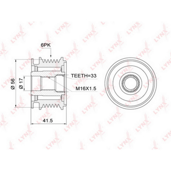 Муфта свободного хода генератора AUDI A3 1.6-3.2 96-12 / A4 1.9D-2.0D 00-08 A6 2.0D 04-11 / Q3 2.0D