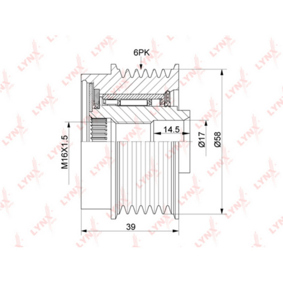 Муфта свободного хода генератора HYUNDAI Elantra(MD) 1.6 11-15 / i20 1.4-1.6 08-15 / i30(GD) 1.4-1.6