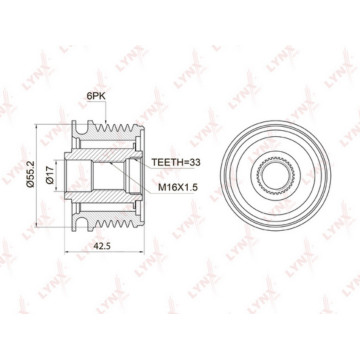 Муфта свободного хода генератора  Largus 1.6 12> RENAULT Logan 1.4-1.6 04> / Duster 1.5D-1.6 10