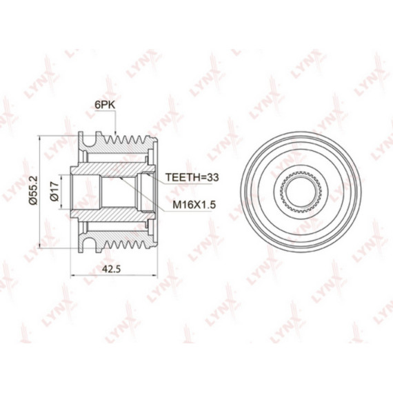 Муфта свободного хода генератора  Largus 1.6 12> RENAULT Logan 1.4-1.6 04> / Duster 1.5D-1.6 10