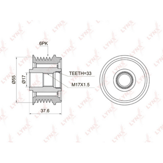 Муфта свободного хода генератора MAZDA 3(BK/BL) 1.6 03> / 6(GG) 1.8-2.3 02-07 MITSUBISHI ASX 1.8-2.