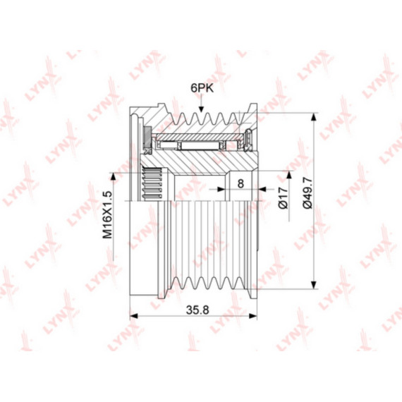 Муфта свободного хода генератора MERCEDES-BENZ Vario 2.9D 96-10 SSANGYONG Actyon I 2.0D 05> / Kyron