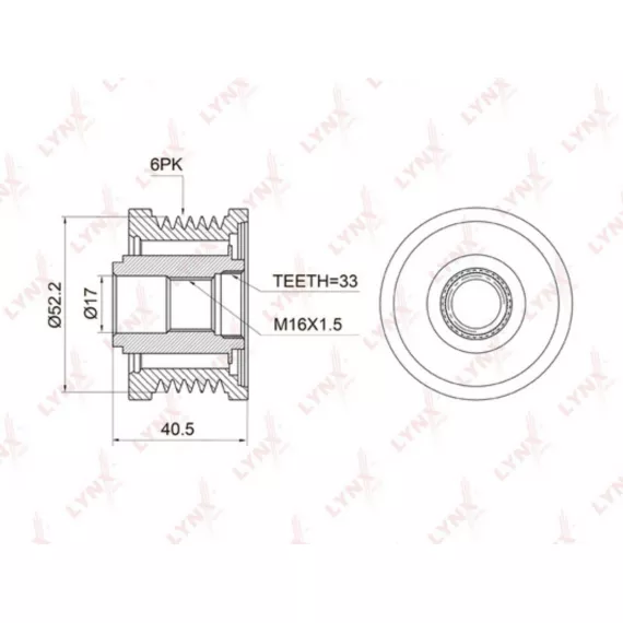 Муфта свободного хода генератора NISSAN Teana(J31/J32) 2.0-2.5 03> / X-Trail(T30 / T31) 2.0-2.5 01>