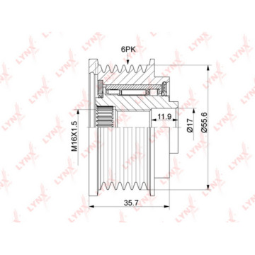 Муфта свободного хода генератора SSANGYONG Actyon II 2.0D 12> / Korando C 2.0D 12> / Rexton 2.0D 12>