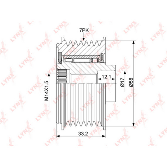 Муфта свободного хода генератора TOYOTA Auris(E150/E180) 2.0D-2.2D 07> / Avensis(T25/T27) 2.0D-2.2D