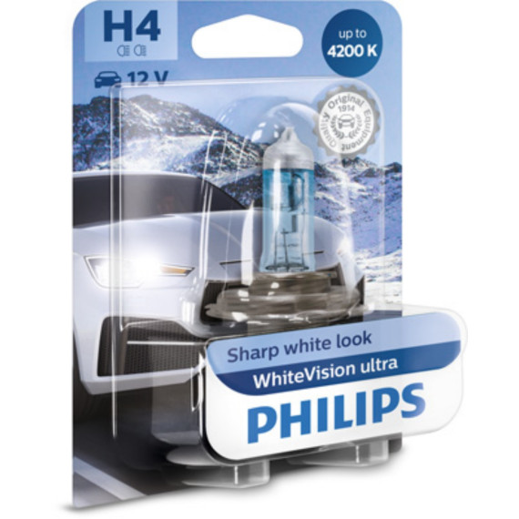 Лампа Philips H4 12V 60/55W P43T White Vision Ultra