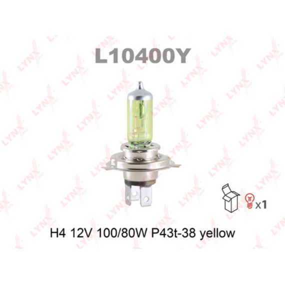 Лампа галогенная H4U 12V 100/80W PU43T-38 YELLOW