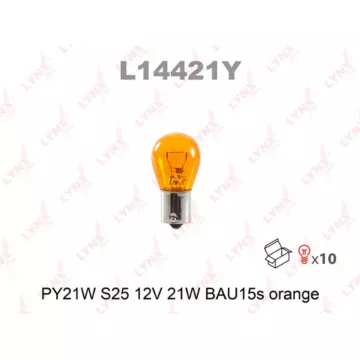 Лампа накаливания PY21W S25 12V 21W BAU15S ORANGE(в упак. 10 шт.)
