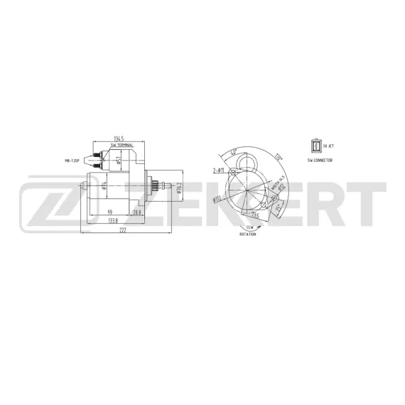 Стартер VW Golf III 91- Passat III IV 88- Polo III 95- Audi A3 96- Seat Ibiza II 93 Toledo 91-