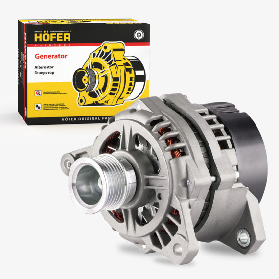 Генератор для автомобиля ГАЗ, УАЗ (УМЗ-4216) 33027, поликлин. 95А HOFER