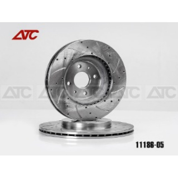 Диск тормозной передний 1118 Калина -Спорт перфорация 18 отверстий 6 канавок АТС-SPORT АТС