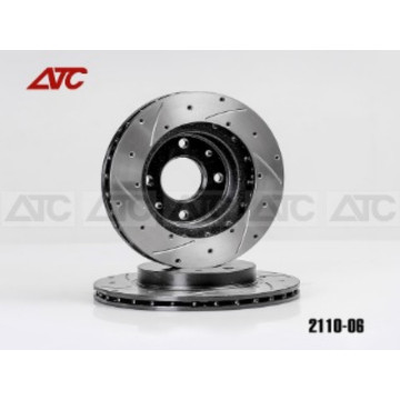 Диск тормозной передний 2110 (направ, по движ. канавки 6 шт.) цвет черный АТС-SPORT АТС