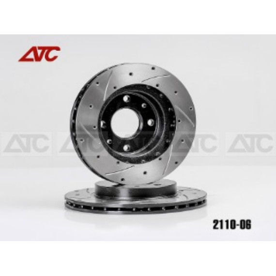 Диск тормозной передний 2110 (направ, по движ. канавки 6 шт.) цвет черный АТС-SPORT АТС