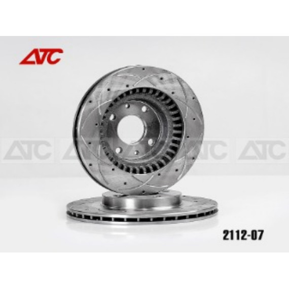 Диск тормозной передний 2112 (перфорация 18 отверстий плюс слоты 12 шт ) АТС-SPORT АТС