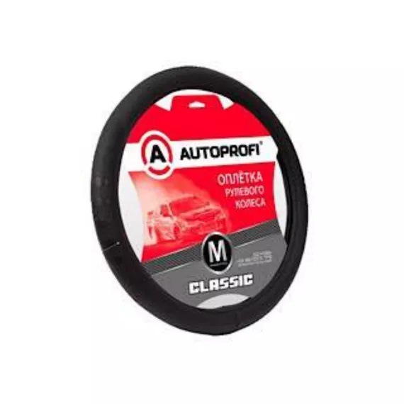 Оплетка руля AUTOPROFI (M) Classic F-100 BK/01 черный/узор1