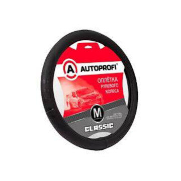 Оплетка руля AUTOPROFI (M) Classic F-100 BK/01 черный/узор1