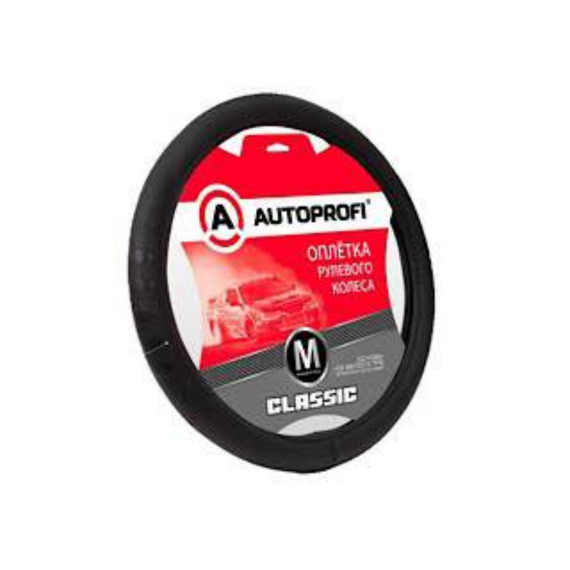 Оплетка руля AUTOPROFI (M) Classic F-100 BK/01 черный/узор1