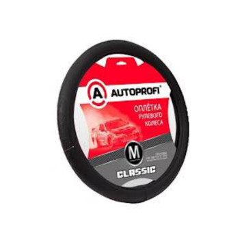 Оплетка руля AUTOPROFI (M) Classic F-100 BK/01 черный/узор2