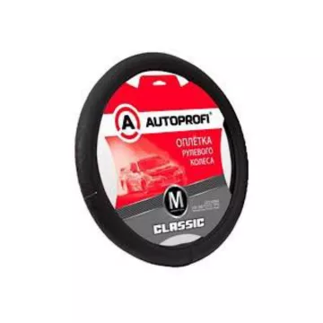 Оплетка руля AUTOPROFI (M) Classic F-100 BK/01 черный/узор2