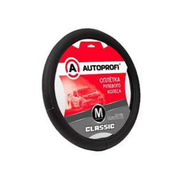 Оплетка руля AUTOPROFI (M) Classic F-100 BK/03 черный/узор3