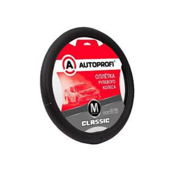 Оплетка руля AUTOPROFI (M) Classic F-100 BK/03 черный/узор3