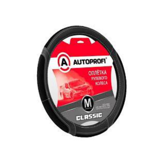 Оплетка руля AUTOPROFI (M) Classic PU-503 BK/WH черный/белый