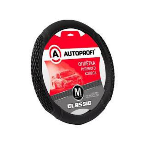 Оплетка руля AUTOPROFI (M) Classic PU-505 BK/D.GY черный/т.серый