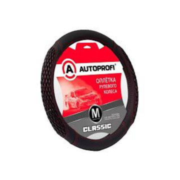 Оплетка руля AUTOPROFI (M) Classic PU-505 BK/RD черный/красный