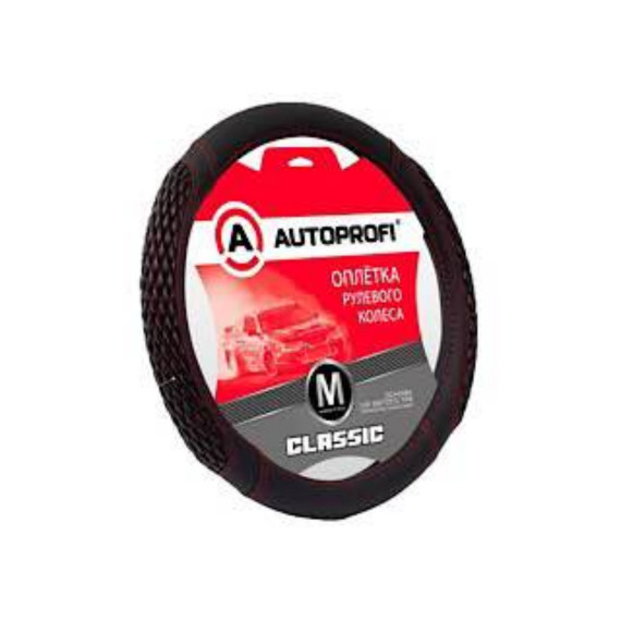 Оплетка руля AUTOPROFI (M) Classic PU-505 BK/RD черный/красный