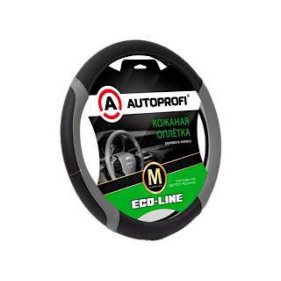 Оплетка руля AUTOPROFI (M) Eco-Line EL-2504 BK/D.GY чёрн./т.серый