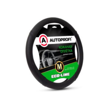 Оплетка руля AUTOPROFI (M) EL-2504 BK/BK экокожа перф., с гладкими вставками, черный