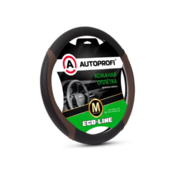 Оплетка руля AUTOPROFI (M) EL-2504 BK/COFFE экокожа перф., с гладкими вставками, коричневый