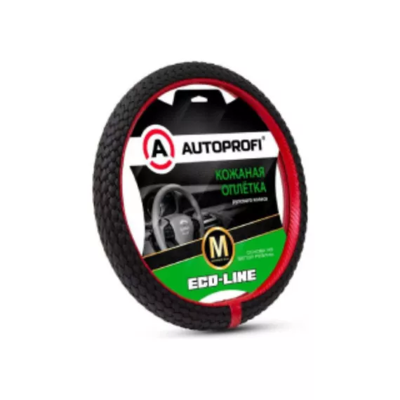 Оплетка руля AUTOPROFI (M) EL-800 BK/RD экокожа плетеная, черн./красный