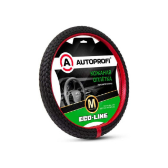 Оплетка руля AUTOPROFI (M) EL-800 BK/RD экокожа плетеная, черн./красный