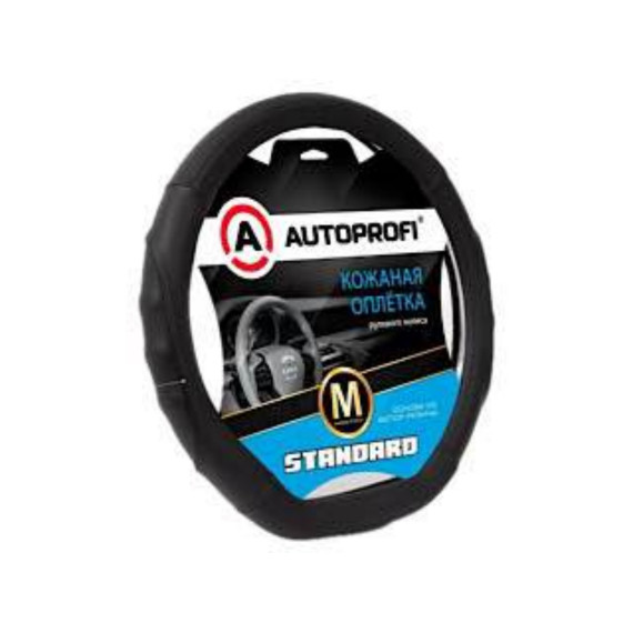 Оплетка руля AUTOPROFI (M) со скосом Стандарт SL-2502D BK/BK черный
