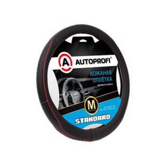 Оплетка руля AUTOPROFI (M) Стандарт SL-2503 BK/RD чёрн./красный