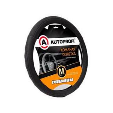 Оплётка руля AUTOPROFI (M) Nappa PL-2501 BK/D.GY чёрн./т.серый