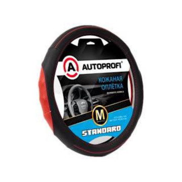 Оплётка руля AUTOPROFI (M) Стандарт SL-2502 BK/RD чёрн./красный