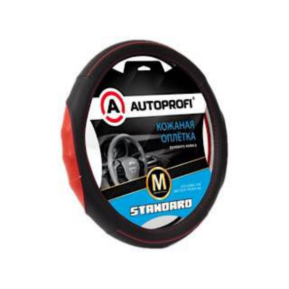 Оплётка руля AUTOPROFI (M) Стандарт SL-2502 BK/RD чёрн./красный