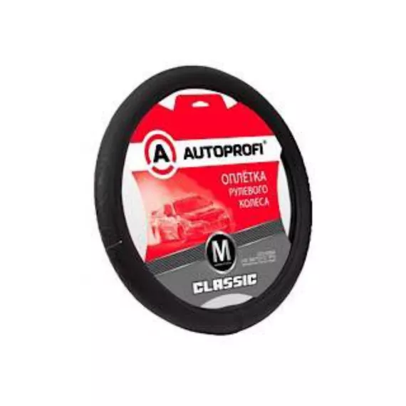 Оплетка руля AUTOPROFI (M) Classic F-100 BK/01 черный/узор2