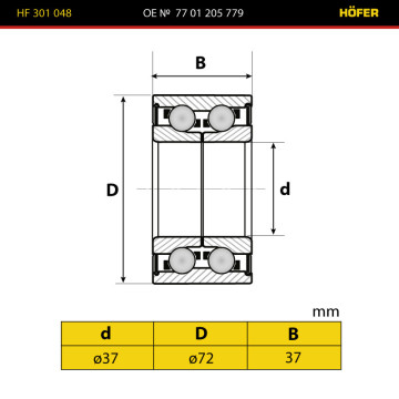 Подшипник ступицы передней  LARGUS без ABS HOFER