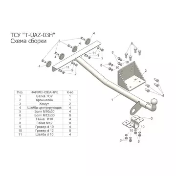 ФАРКОП ТСУ УАЗ 3163 ПАТРИОТ (без электропакета)