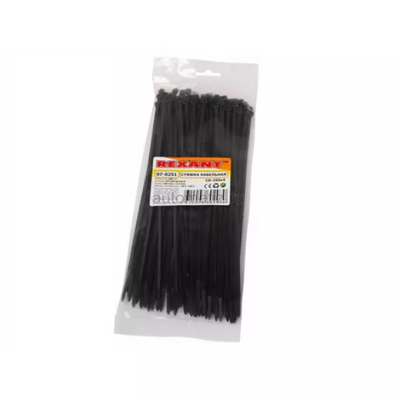 Стяжка пластиковая 3,6х250 (Черная) REXANT