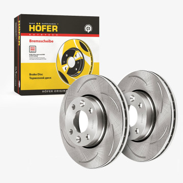 Диск тормозной передний Веста вентилируемый слоты «дуга» 2 шт HOFER