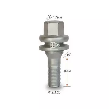 Болт колесный М12х1,25х25 с шайбой (Peugeot,Citroen) ВЕКТОР